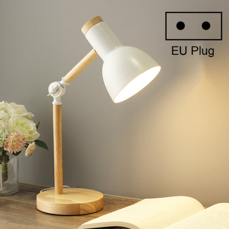 Lampada da scrivania con paralume in ferro e base in legno