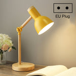 Lampada da scrivania con paralume in ferro e base in legno