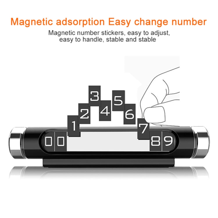VODOOL Design ad adsorbimento magnetico Car Shape Girevole Luminosa Scheda di parcheggio temporaneo per auto con numero di telefono, Parking Card with Phone Number(Black), Parking Card with Phone Number(Silver)