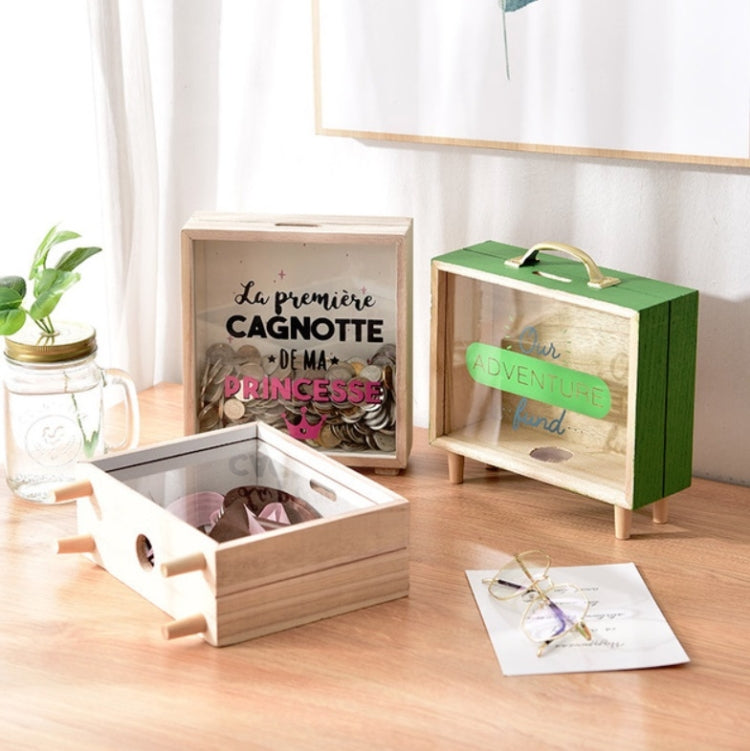 Salvadanaio in legno Scatola di risparmio per bambini di grande capacità Accessori desktop creativi