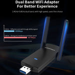 COMFAST CF-924AC V2 Ricevitore WIFI per computer USB Gigabit a doppia frequenza da 1200 Mbps Scheda di rete wireless ad alta potenza