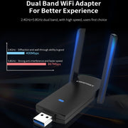 COMFAST CF-924AC V2 Ricevitore WIFI per computer USB Gigabit a doppia frequenza da 1200 Mbps Scheda di rete wireless ad alta potenza