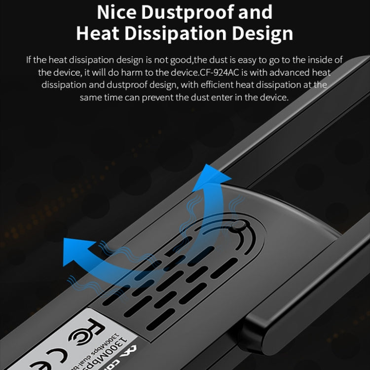 COMFAST CF-924AC V2 Ricevitore WIFI per computer USB Gigabit a doppia frequenza da 1200 Mbps Scheda di rete wireless ad alta potenza