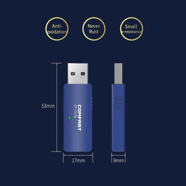 COMFAST CF-727B Ricevitore trasmettitore da tavolo USB Gigabit doppia frequenza 1300Mbps Bluetooth portatile V4.2 + scheda di rete wireless WiFi