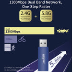COMFAST CF-727B Ricevitore trasmettitore da tavolo USB Gigabit doppia frequenza 1300Mbps Bluetooth portatile V4.2 + scheda di rete wireless WiFi
