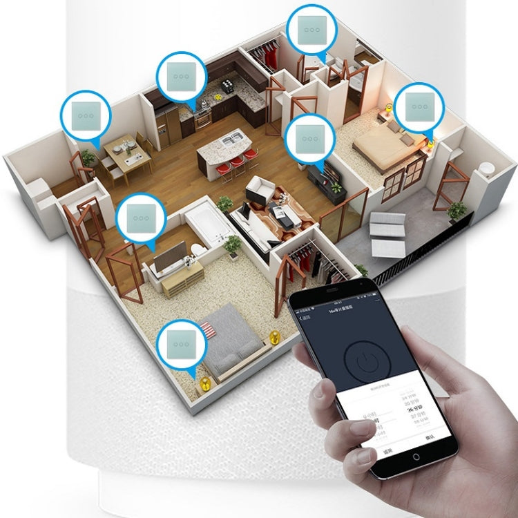 Interruttore touch WiFi a parete 1-3 gang bianco o nero