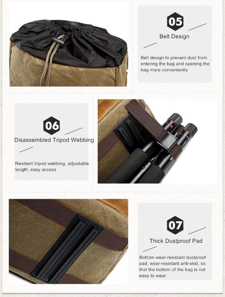 Borsa fotografica impermeabile in tela Batik Zaino fotografico da uomo di grandi dimensioni resistente all'usura per esterni per Nikon / Canon / Sony / Fujifilm