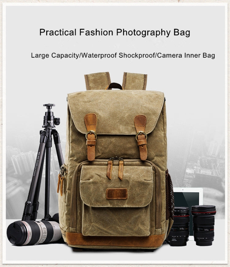 Borsa fotografica impermeabile in tela Batik Zaino fotografico da uomo di grandi dimensioni resistente all'usura per esterni per Nikon / Canon / Sony / Fujifilm