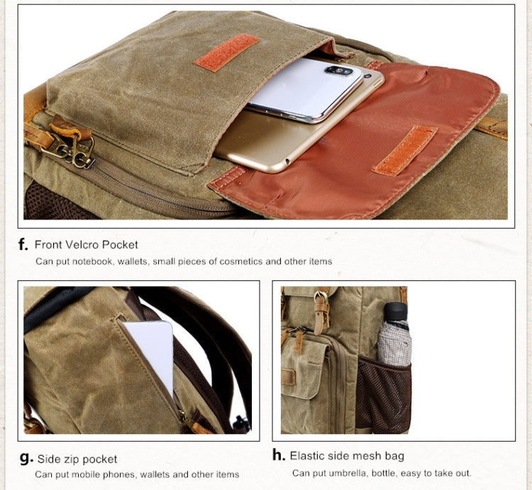 Borsa fotografica impermeabile in tela Batik Zaino fotografico da uomo di grandi dimensioni resistente all'usura per esterni per Nikon / Canon / Sony / Fujifilm