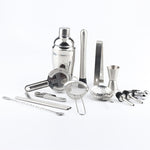 Set shaker per cocktail 18 in 1 in acciaio inossidabile, base ovale in bambù, set di strumenti da bar, 350ml, 550ml, 750ml