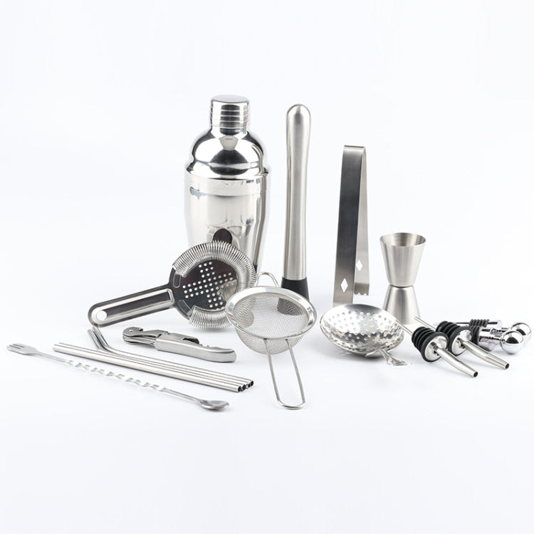 Set shaker per cocktail 18 in 1 in acciaio inossidabile, base ovale in bambù, set di strumenti da bar, 350ml, 550ml, 750ml