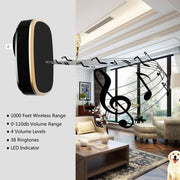 Q188-WW Cercapersone per campanello impermeabile con telecomando wireless intelligente con 45 accordi musicali, spina americana/spina britannica/spina europea