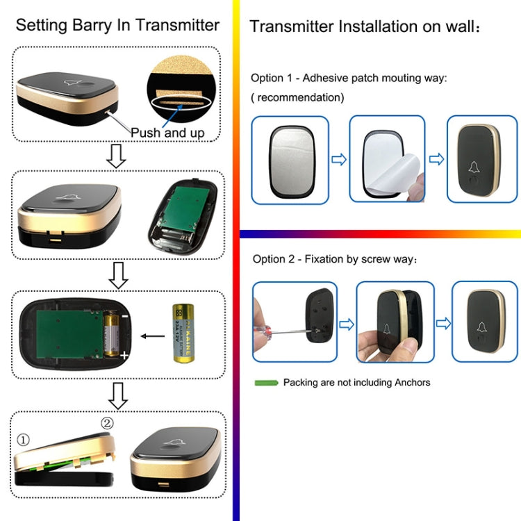 Cercapersone campanello wireless impermeabile con 45 suonerie