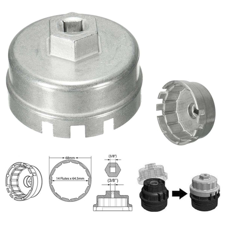 Strumento di rimozione della chiave per filtro olio in alluminio da 64,5 mm per Lexus Toyota Corolla Highlander RAV4 Camry Custodia universale