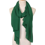 Turbante con sciarpa scialle in chiffon piega naturale tinta unita da donna, 180cm