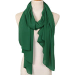 Turbante con sciarpa scialle in chiffon piega naturale tinta unita da donna, 180cm