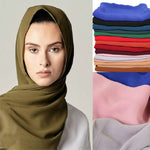 Turbante con sciarpa scialle in chiffon piega naturale tinta unita da donna, 180cm