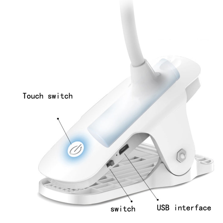 Lampada da scrivania a LED con clip Lampada da comodino con protezione per gli occhi USB, Plug-in, Charging 1200mAh, Charging 800mAh
