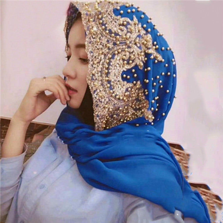 Foulard lungo da donna in chiffon con perline, 170cm