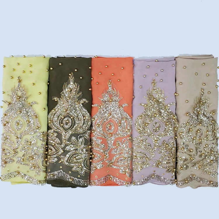 Foulard lungo da donna in chiffon con perline, 170cm