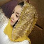 Foulard lungo da donna in chiffon con perline, 170cm