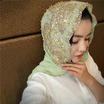 Foulard lungo da donna in chiffon con perline, 170cm