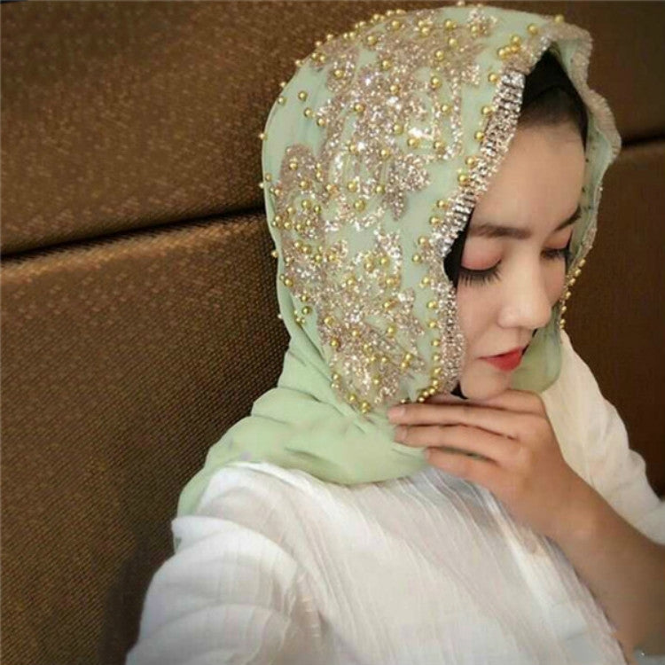 Foulard lungo da donna in chiffon con perline, 170cm