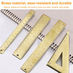 4 strumenti di misurazione del righello da disegno retrò in ottone, 0-10cm Isosceles Triangle Ruler, 0-10cm Right Angle Triangle Ruler, 0-15cm Wave Ruler, 0-15cm Ruler, 0-18cm Ruler, 0-120mm Caliper Single Scale, 0-180 Degree Protractor                ...