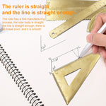 4 strumenti di misurazione del righello da disegno retrò in ottone, 0-10cm Isosceles Triangle Ruler, 0-10cm Right Angle Triangle Ruler, 0-15cm Wave Ruler, 0-15cm Ruler, 0-18cm Ruler, 0-120mm Caliper Single Scale, 0-180 Degree Protractor                ...