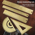 4 strumenti di misurazione del righello da disegno retrò in ottone, 0-10cm Isosceles Triangle Ruler, 0-10cm Right Angle Triangle Ruler, 0-15cm Wave Ruler, 0-15cm Ruler, 0-18cm Ruler, 0-120mm Caliper Single Scale, 0-180 Degree Protractor                ...