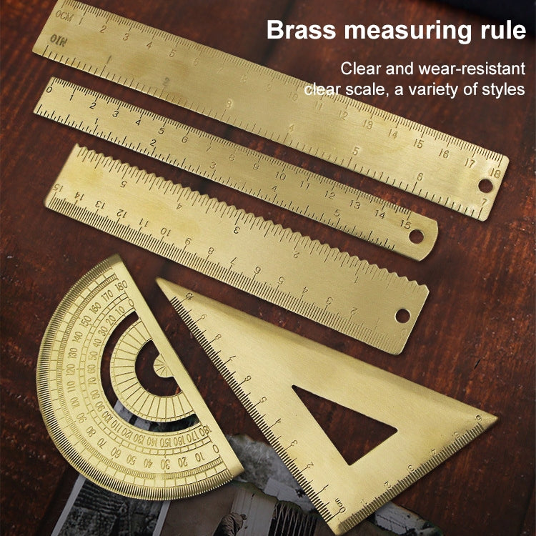 4 strumenti di misurazione del righello da disegno retrò in ottone, 0-10cm Isosceles Triangle Ruler, 0-10cm Right Angle Triangle Ruler, 0-15cm Wave Ruler, 0-15cm Ruler, 0-18cm Ruler, 0-120mm Caliper Single Scale, 0-180 Degree Protractor                ...