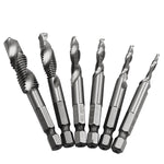 6 pezzi/set Smussatura per maschiatura composita integrata multifunzione HSS, 6 PCS / Set Hole Tapping Chamfering