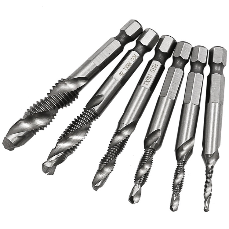 6 pezzi/set Smussatura per maschiatura composita integrata multifunzione HSS, 6 PCS / Set Hole Tapping Chamfering