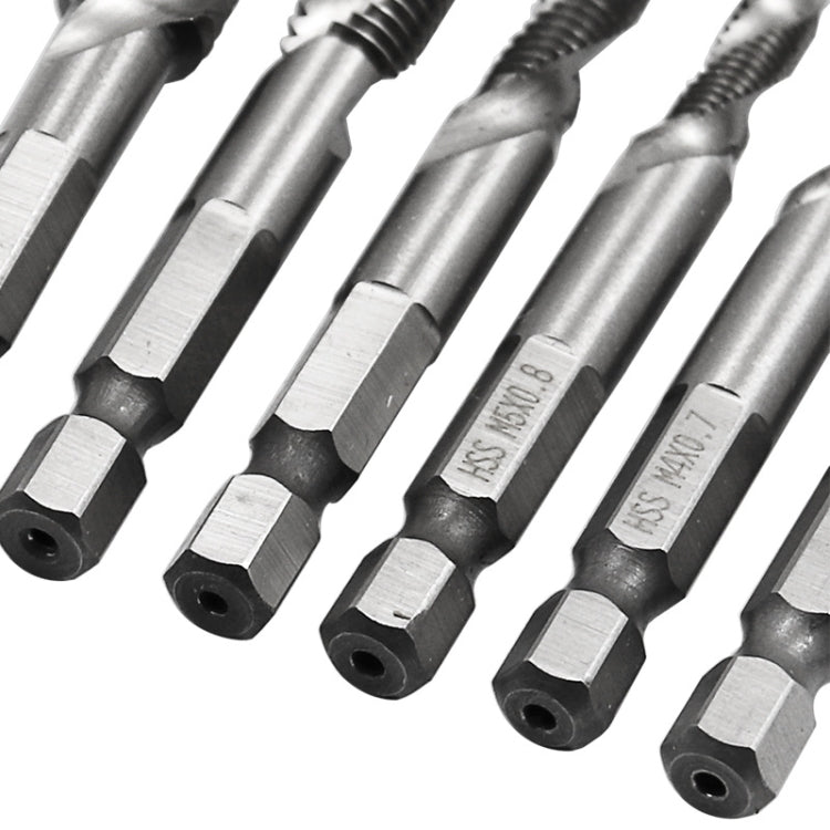 6 pezzi/set Smussatura per maschiatura composita integrata multifunzione HSS, 6 PCS / Set Hole Tapping Chamfering