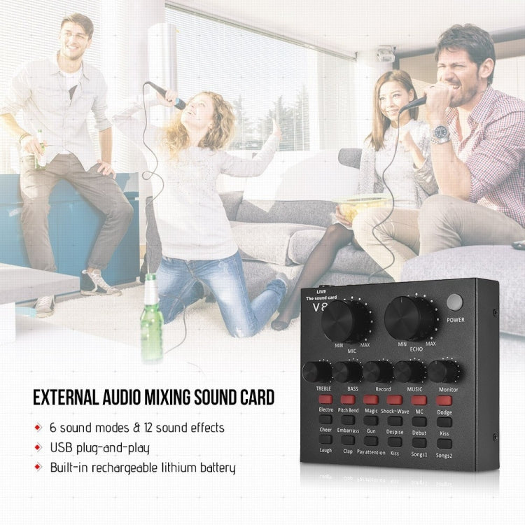 Scheda audio V8 universale per trasmissione in diretta