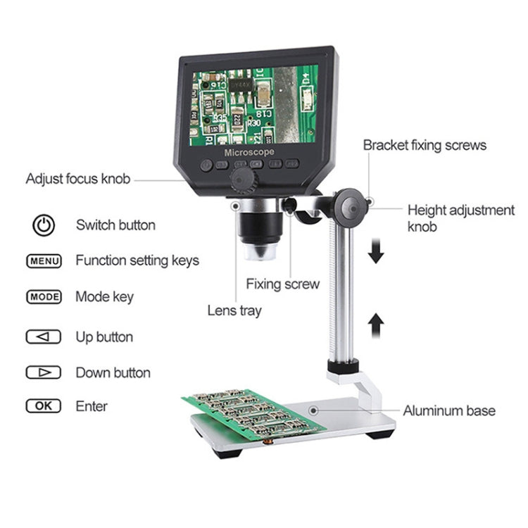 Microscopio elettronico HD 600x con schermo OLED 4,3 pollici