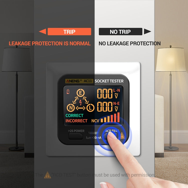 ANENG AC11 Tester per presa display digitale multifunzionale Tester per filo di terra elettrico