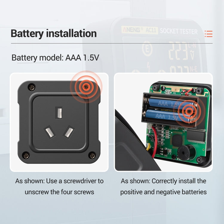 ANENG AC11 Tester per presa display digitale multifunzionale Tester per filo di terra elettrico