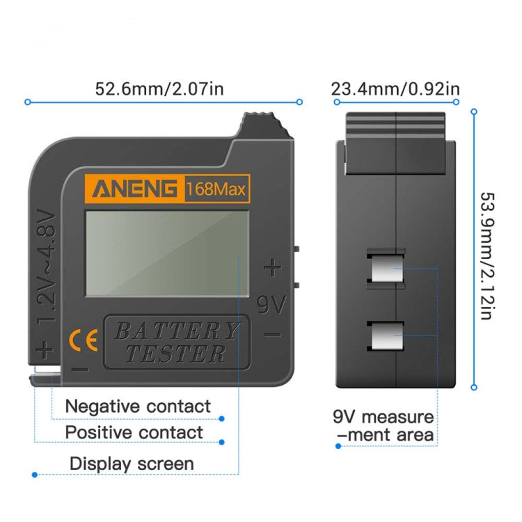 Tester per batteria portatile ANENG 168MAX da 2 pezzi Tester di potenza della batteria ad alta precisione Tester di capacità della batteria