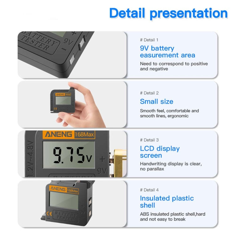 Tester per batteria portatile ANENG 168MAX da 2 pezzi Tester di potenza della batteria ad alta precisione Tester di capacità della batteria