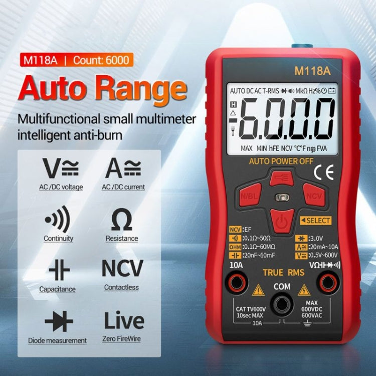 ANENG M118A Multimetro automatico ad alta precisione Misuratore universale digitale per piccola strumentazione multifunzione per elettricisti