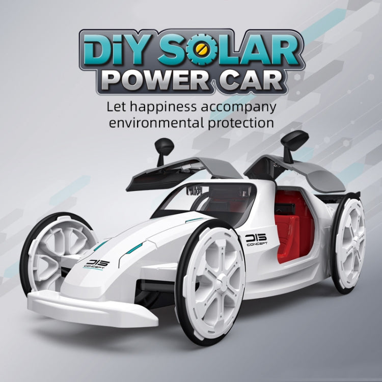 Modello di auto sportiva solare fai-da-te per bambini Educazione scientifica assemblato a 4 ruote con trazione elettrica, DIY Solar Sports Car Toy