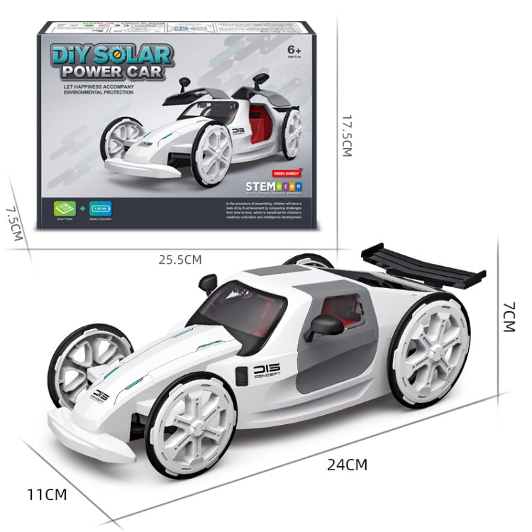 Modello di auto sportiva solare fai-da-te per bambini Educazione scientifica assemblato a 4 ruote con trazione elettrica, DIY Solar Sports Car Toy