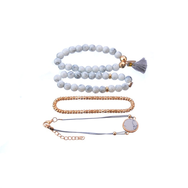 4 pezzi/set braccialetti con perline bohémien e braccialetti con nappe in pietra di marmo e cuore a forma di cuore