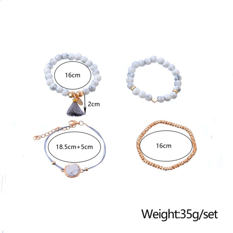 4 pezzi/set braccialetti con perline bohémien e braccialetti con nappe in pietra di marmo e cuore a forma di cuore