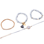 4 pezzi/set braccialetti con perline bohémien e braccialetti con nappe in pietra di marmo e cuore a forma di cuore
