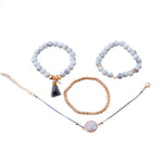 4 pezzi/set braccialetti con perline bohémien e braccialetti con nappe in pietra di marmo e cuore a forma di cuore