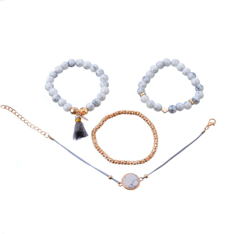 4 pezzi/set braccialetti con perline bohémien e braccialetti con nappe in pietra di marmo e cuore a forma di cuore