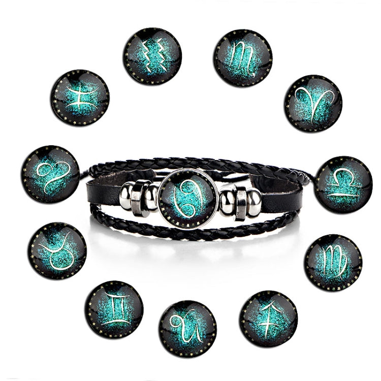 Bracciale rigido con perline in pelle, coppia di costellazioni, in tessuto retrò, Aries, Virgo, Taurus, Cancer, Capricornus, Sagittarius, Leo, Pisces, Gemini, Aquarius, Libra, Scorpio