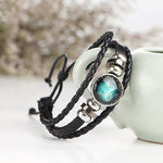 Bracciale rigido con perline in pelle, coppia di costellazioni, in tessuto retrò, Aries, Virgo, Taurus, Cancer, Capricornus, Sagittarius, Leo, Pisces, Gemini, Aquarius, Libra, Scorpio